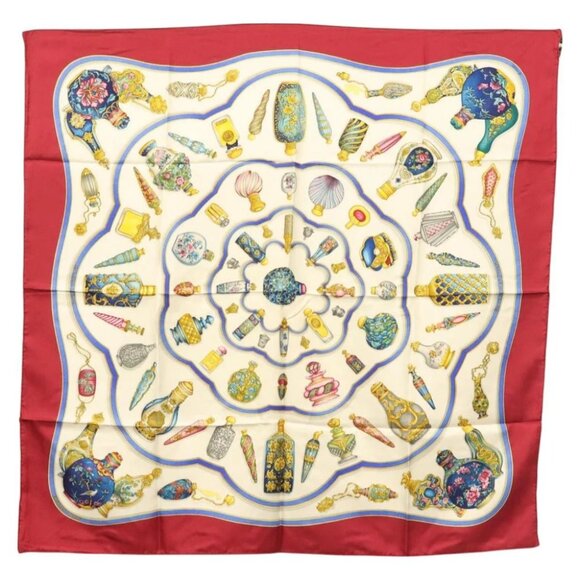HERMES Carre 90 Scarf ""Pourvu qu'on oit l'ivresse"" Silk White Auth am8729 - Picture 1 of 14